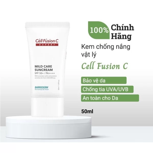 Cell Fusion C Expert – Kem chống nắng vật lý, tăng cường hàng rào bảo vệ da Mild Care Suncream SPF 50PA - 1Market.com.vn