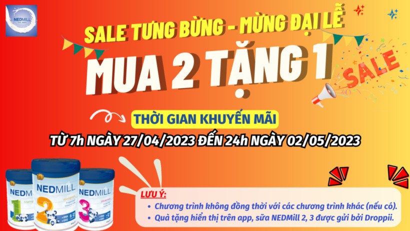 Khuyến mãi Nedmill chính hãng mua 2 tặng 1 - 1market.com.vn