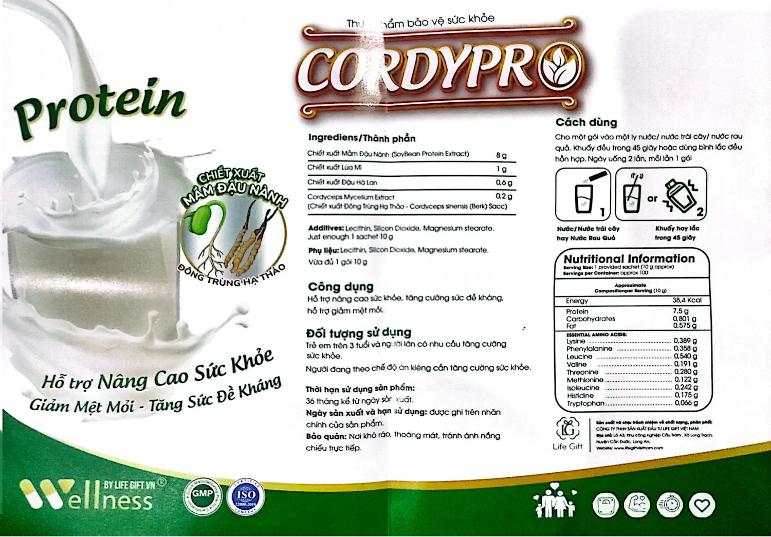 Thông Tin Chi Tiết Thực Phẩm Bổ Sung Protein Thực Vật Cordypro - Wellness By Life Gift Vn - 1market.com.vn