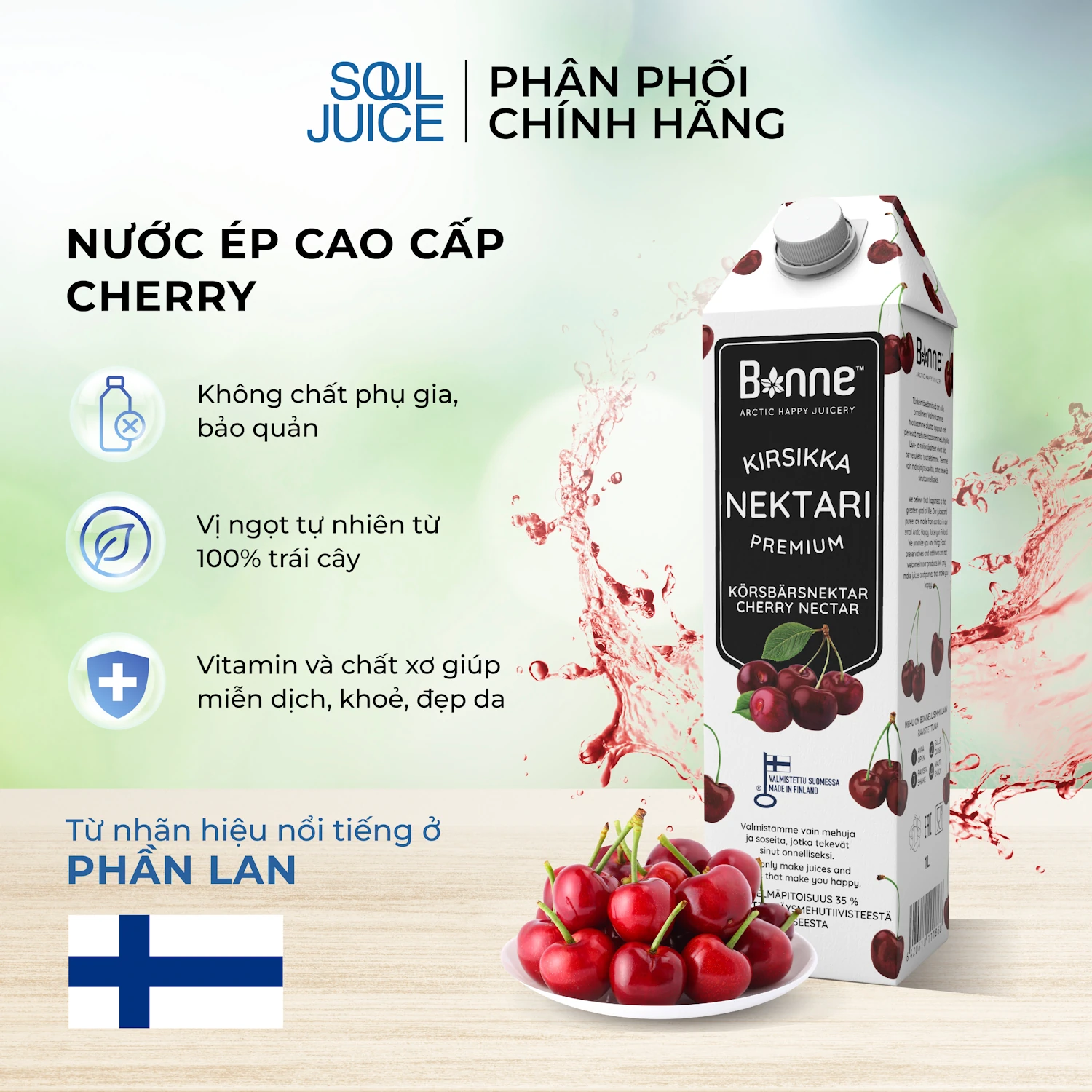 Nước ép Anh đào - Nước ép Cao Cấp Cherry Từ Phần Lan - Bonne - 1market.com.vn