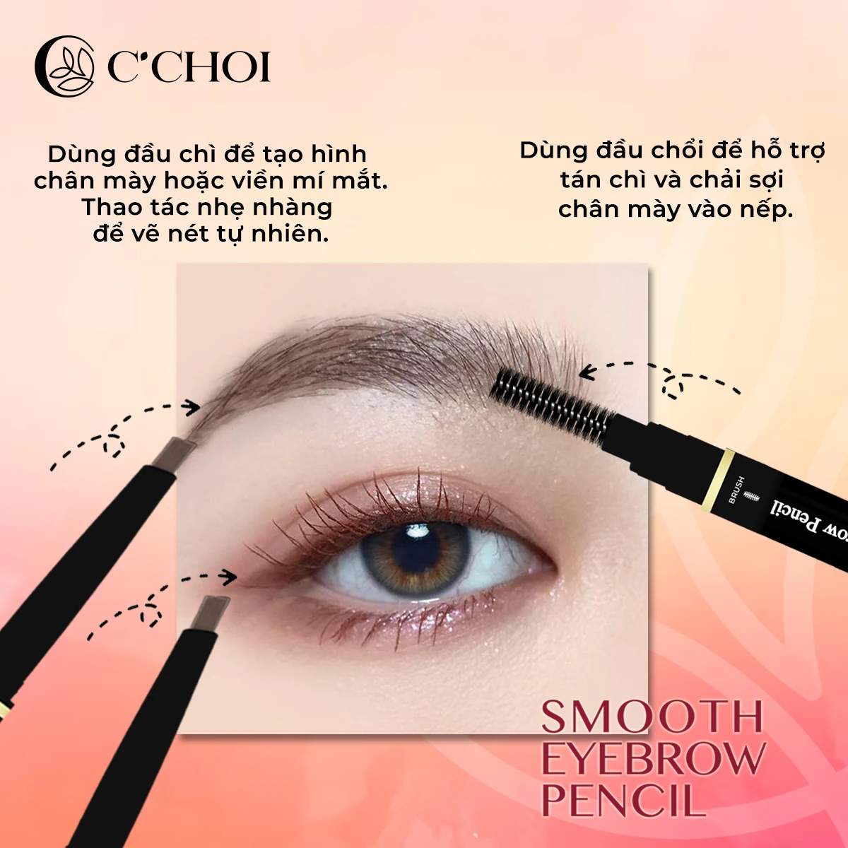 Cách Sử Dụng Chì Kẻ Mày C'choi - Smooth Eyebrow Pencil - Punar - 1market.com.vn