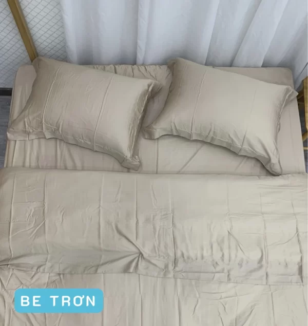 Combo Vỏ Mền Và Vỏ Gối Tencel 60s Mẫu Be Trơn - Tân Phát - 1Market.com.vn
