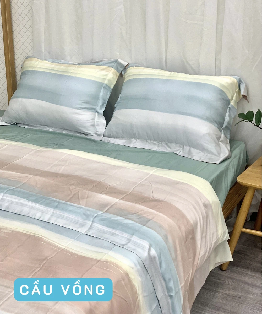 Combo Vỏ Mền Và Vỏ Gối Tencel 60s Mẫu Cầu Vồng - Tân Phát - 1market.com.vn