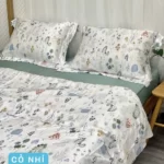 Combo Vỏ Mền Và Vỏ Gối Tencel 60s Mẫu Cỏ Nhí - Tân Phát - 1Market.com.vn