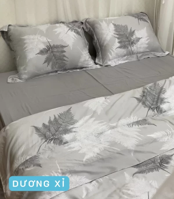 Combo Vỏ Mền Và Vỏ Gối Tencel 60s Mẫu Dương Xỉ - Tân Phát - 1Market.com.vn