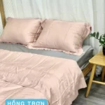 Combo Vỏ Mền Và Vỏ Gối Tencel 60s Mẫu Hồng Trơn - Tân Phát - 1Market.com.vn