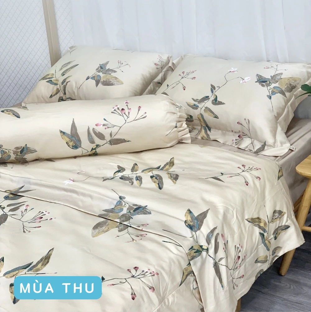 Combo Vỏ Mền Và Vỏ Gối Tencel 60s Mẫu Mùa Thu - Tân Phát - 1market.com.vn