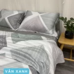Combo Vỏ Mền Và Vỏ Gối Tencel 60s Mẫu Vân Xanh - Tân Phát - 1Market.com.vn