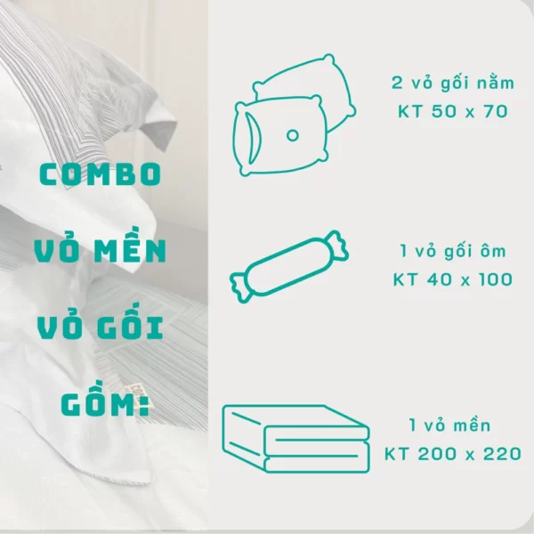 Quy Cách Combo Vỏ Mền Và Vỏ Gối Tencel 60s - Tân Phát - 1Market.com.vn
