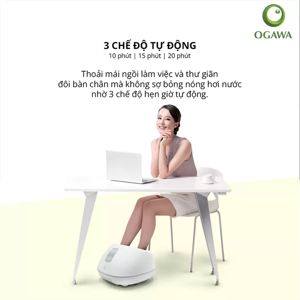 3 Chế độ Tự động - Máy Massage Chân Bằng Hơi Nước Ogawa Ispa Steam Foot Massager (of-3006)