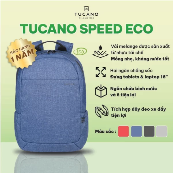 Balo Tái Chế Tucano Speed Eco Macbook Pro 16'' - Màu Xanh - 1Market.com.vn