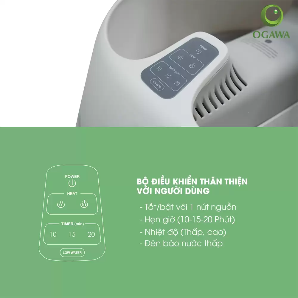 Bộ điều Khiển Thân Thiện Với Người Dùng Máy Massage Chân Bằng Hơi Nước Ogawa Ispa Steam Foot Massager (of-3006)