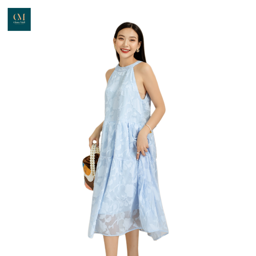 Đầm cổ yếm xanh Joyce chất liệu Ren Đầm cổ yếm xanh Joyce chất liệu Ren