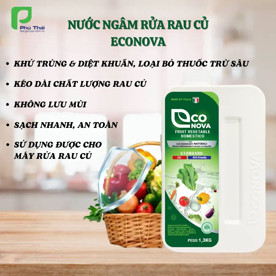 Ưu điểm Nước Ngâm Rửa Rau Củ Quả Econova Fruit Vegetable Domestico - 1market.com.vn