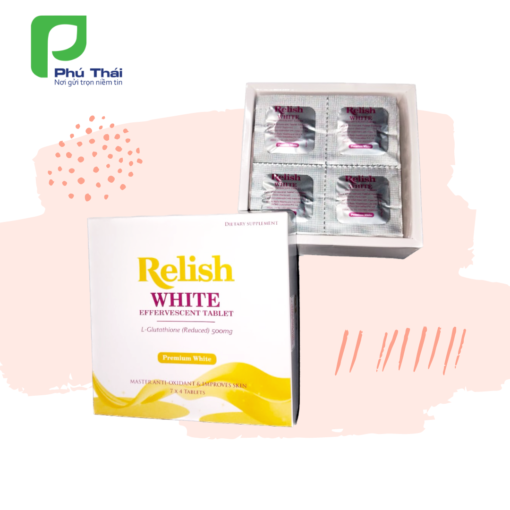 Relish White - Phú Thái - cung cấp 500mg Glutathione mỗi viên sủi - 1market.com.vn