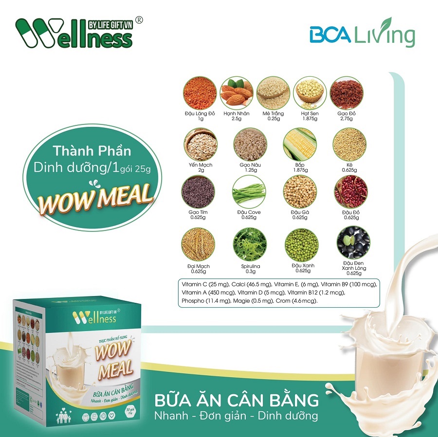 Thành phần Thực phẩm bổ sung dinh dưỡng WOW MEAL - Bữa ăn cân bằng cho gia đình - 1market.com.vn