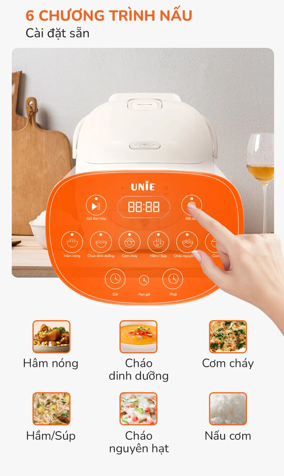 Nồi cơm điện lòng gốm tự nhiên UNIE URC815