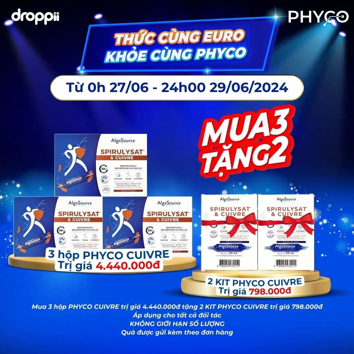 Tặng 2 Thực phẩm bổ sung KIT Mini PHYCO SPIRULYSAT & CUIVRE [Mua 3 sản phẩm bất kỳ, trong đó có sản phẩm bắt buộc]